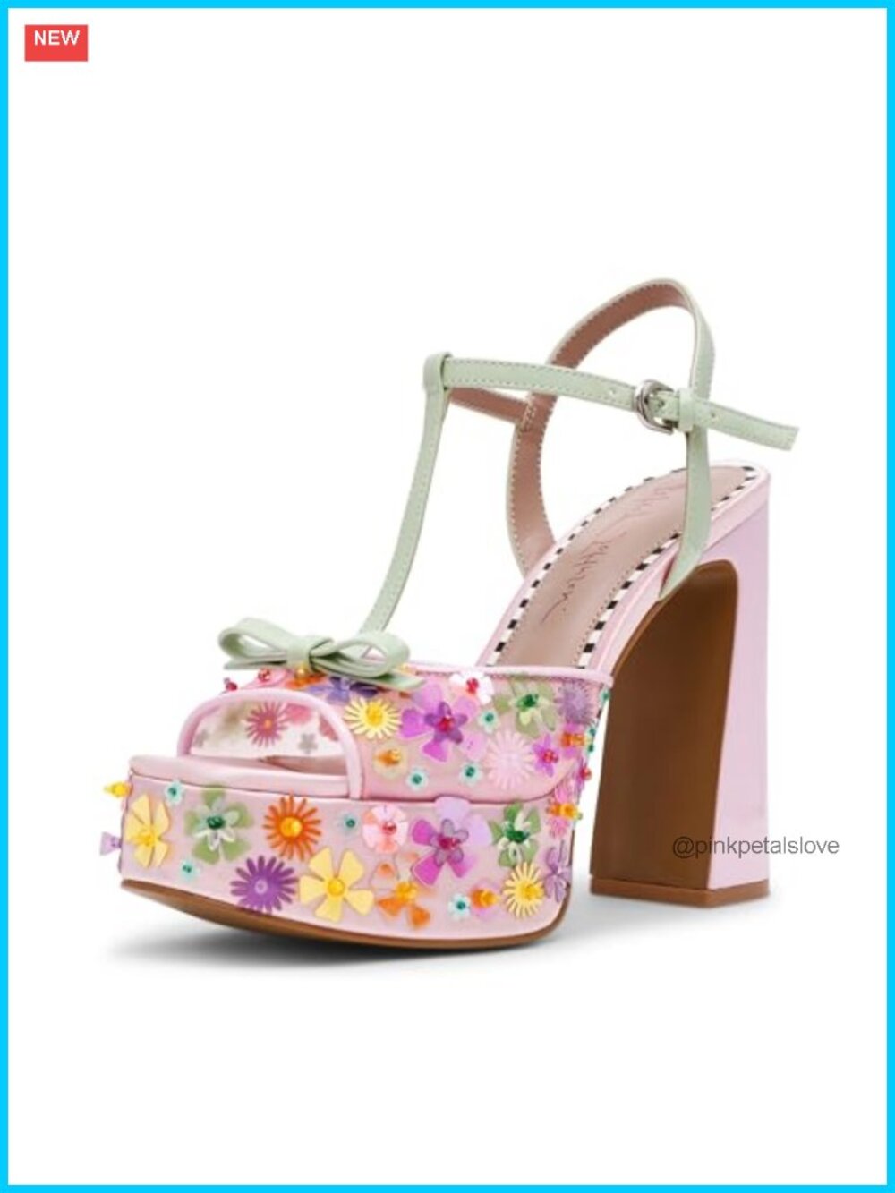 Betsey Johnson Platform Sandals Floral Ankle Strap 5" Heel
